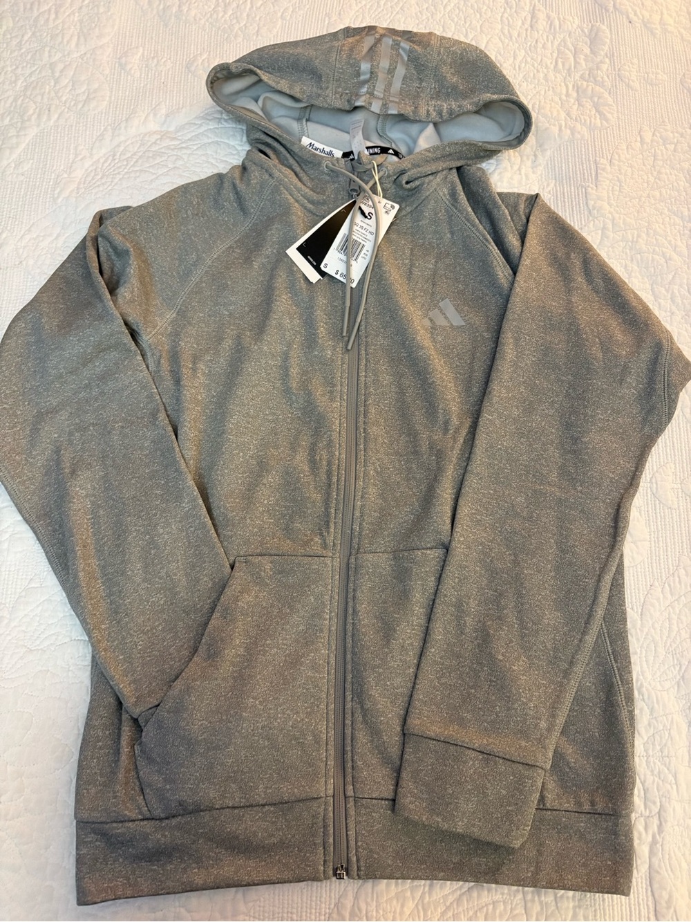 adidas Men’s Full-Zip Hooded Performance Jacket — Gray